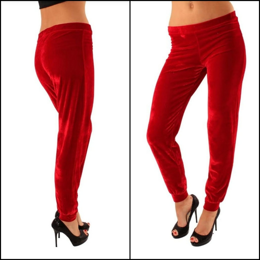 Red Velour Joggers
